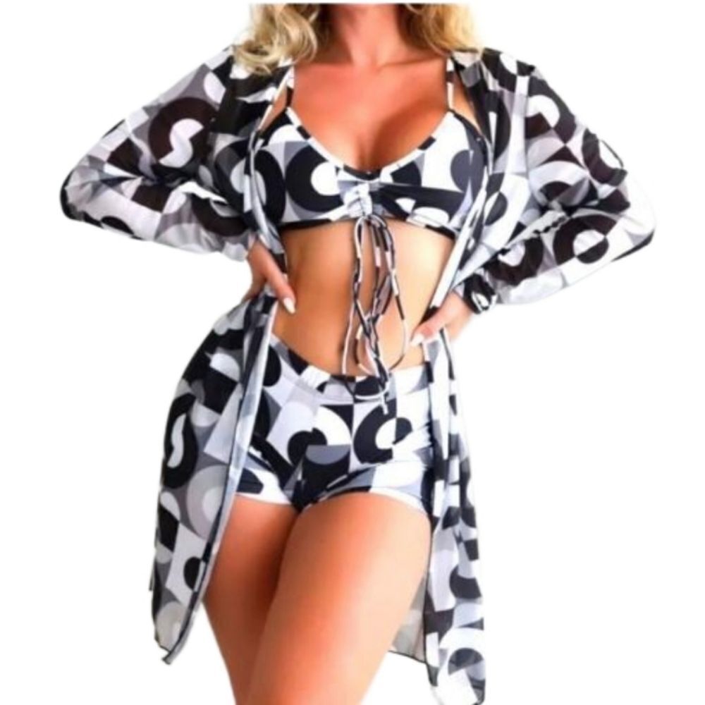 Ladies 3pc Geometrical print bikini sz Medium